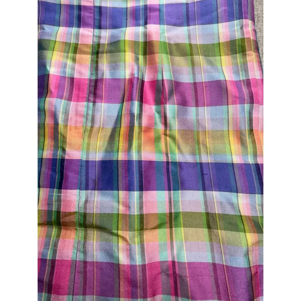 Talbots Kids Girls Size 7 100% Silk Plaid Shift Dress Multicolor Preppy